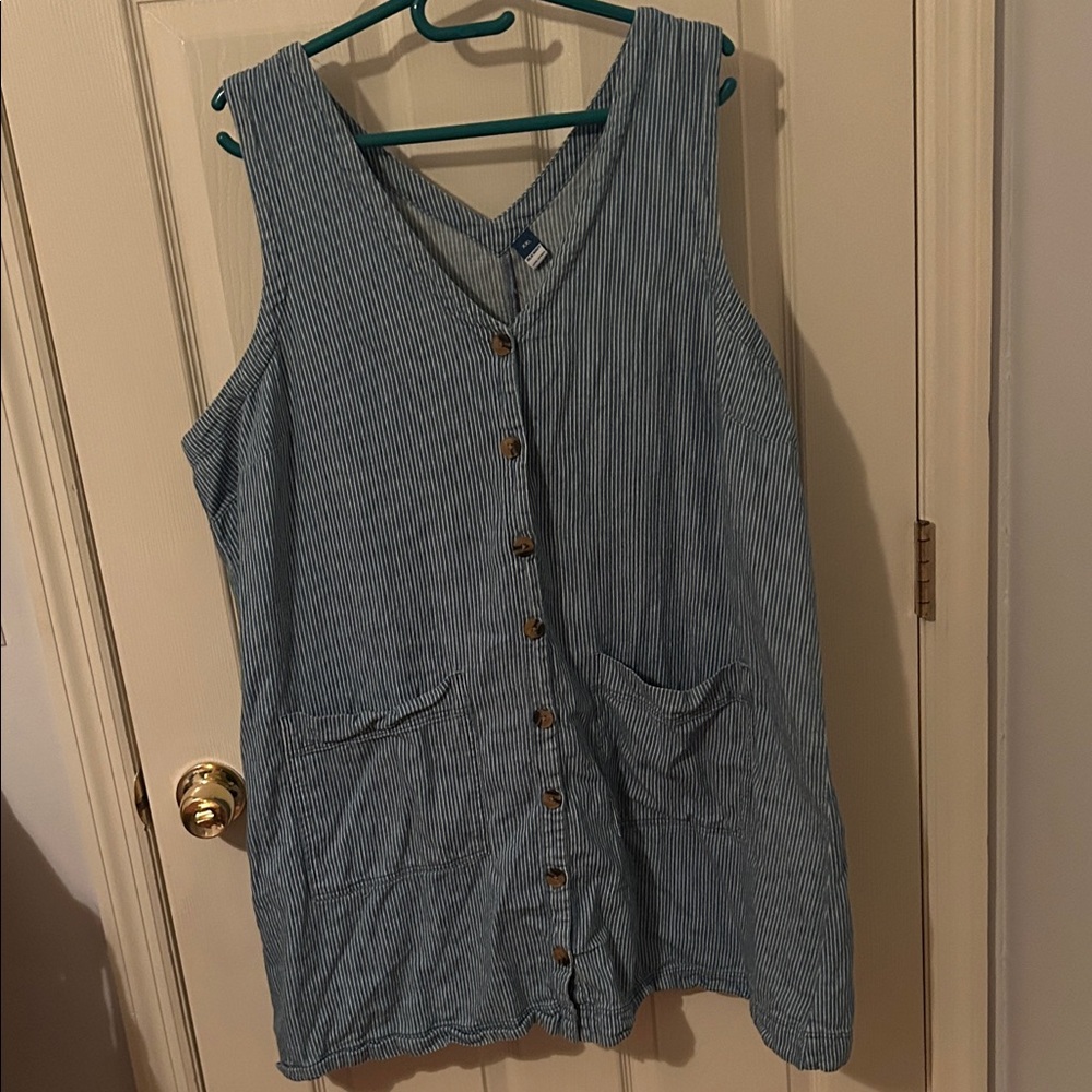 Blue Striped Button-Down Dress